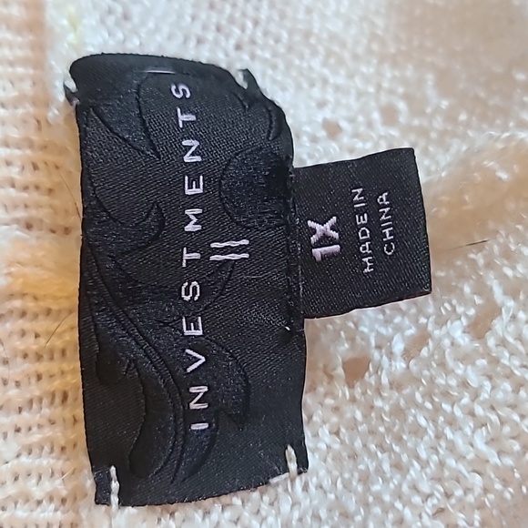 Investments ll Cream  Pointelle Knit Open Front Cardigan Sweater Size 1X - Picture 11 of 13